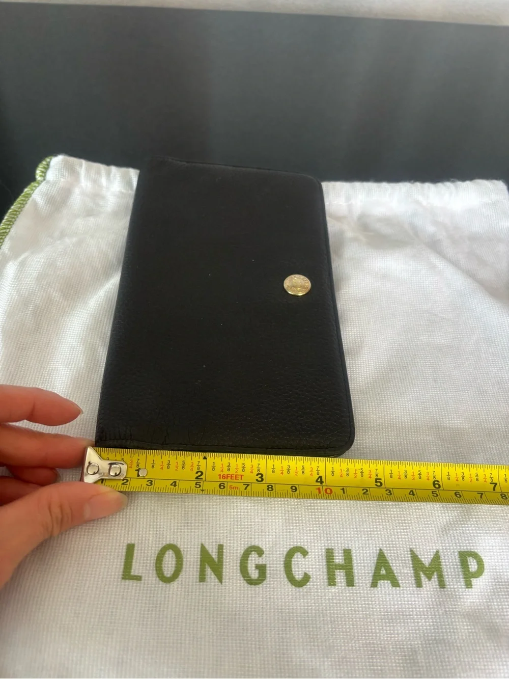 Longchamp Genuine Black Leather wallet Passport Holder Travel Organizer clutch